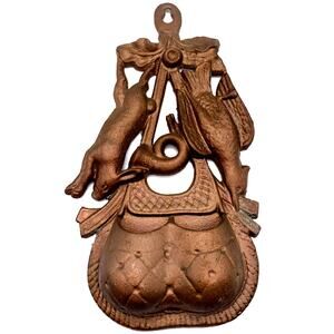 Fireplace Match Holder Wall Hanger Bronze Painted Hunting & Game Cabin Heritage